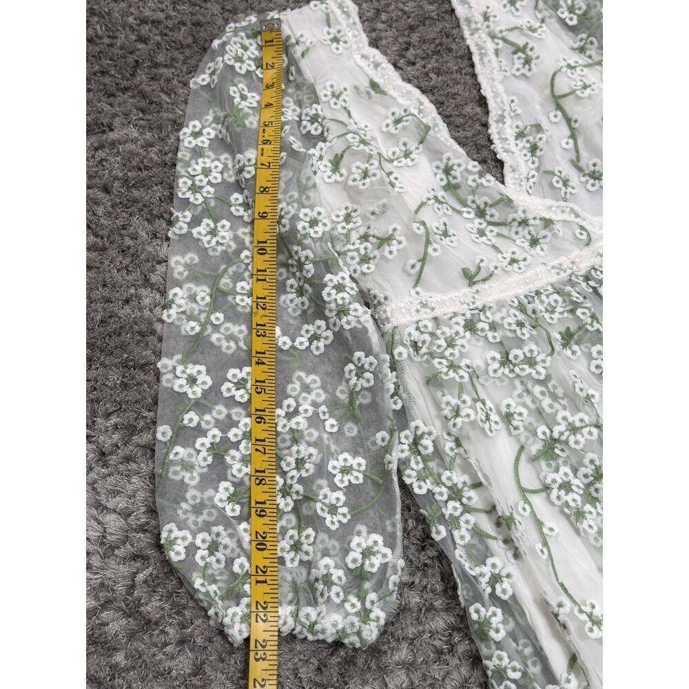 Ever After Floral Embroidered Maxi Dress Cottagecore Wedding Guest Long Sleeve S - Picture 9 of 16